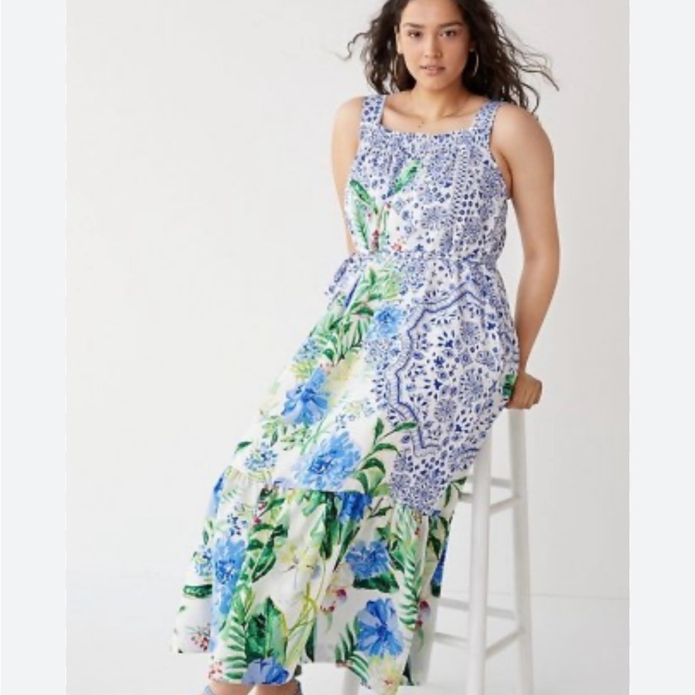 Anthropologie Maeve Bouquet Flounced Maxi Dress XL Petite